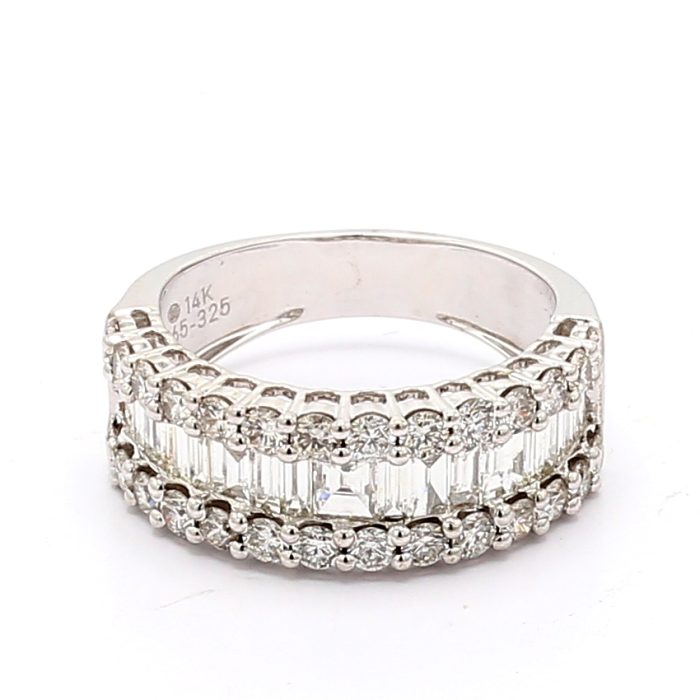 14K White Gold Baguette and Round Diamond Band, 2.33 ct tw