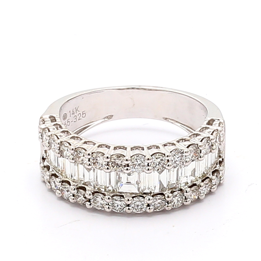14K White Gold Baguette and Round Diamond Band, 2.33 ct tw