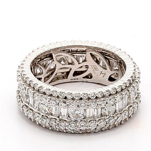 14K White Gold Baguette and Round Diamond Eternity Band, 4.50 ct tw