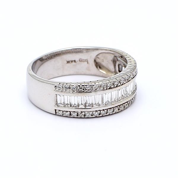 14K White Gold Baguette and Round Diamond Half-Way Band, 1.00 ct tw – view 2