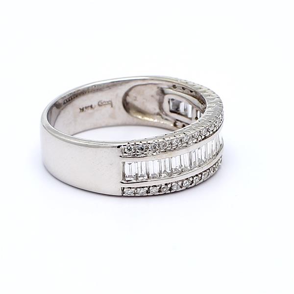 14K White Gold Baguette and Round Diamond Half-Way Band, 1.00 ct tw – view 3
