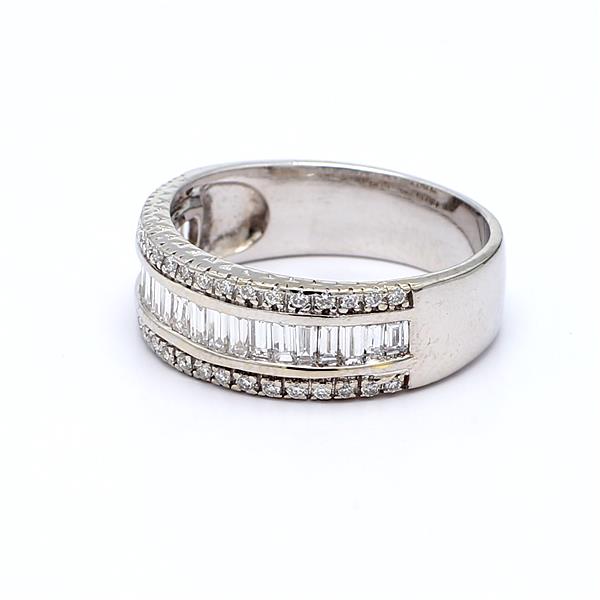 14K White Gold Baguette and Round Diamond Half-Way Band, 1.00 ct tw – view 4