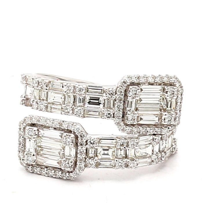 14K White Gold Baguette and Round Diamond Ring, 1.77 ct tw