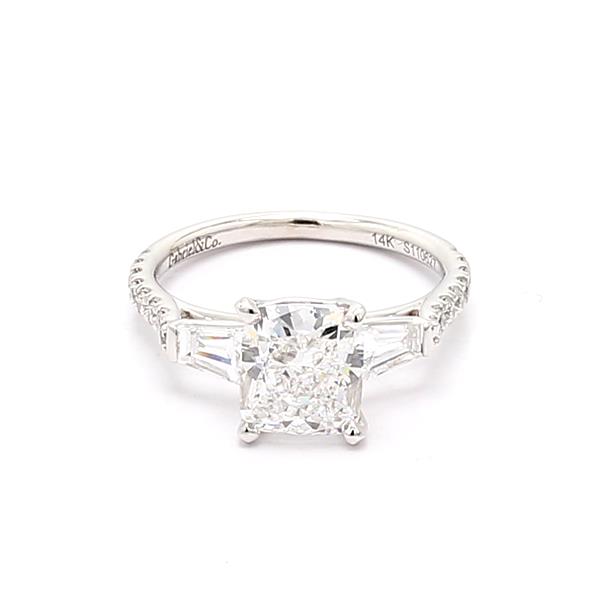 14K White Gold Baguette and Round Diamond Semi-Mount, 0.78 ct tw
