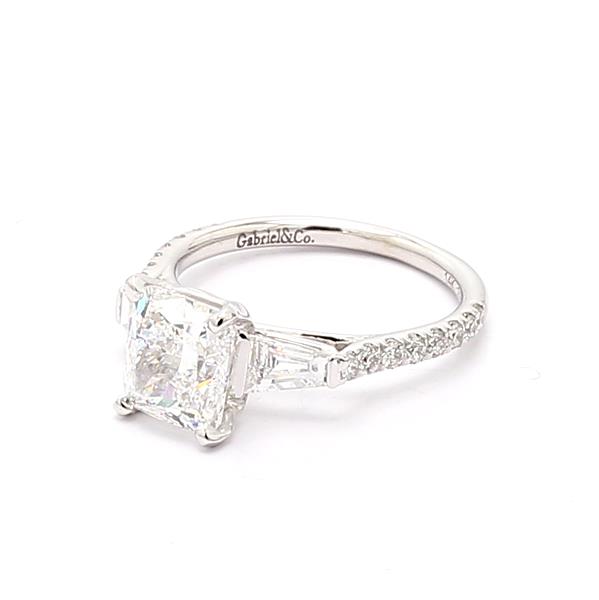 14K White Gold Baguette and Round Diamond Semi-Mount, 0.78 ct tw – view 4