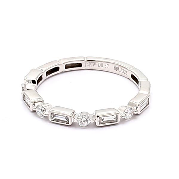 14K White Gold Baguette and Round Stackable Diamond Band, 0.58 ct tw – view 3