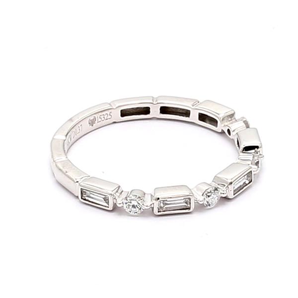 14K White Gold Baguette and Round Stackable Diamond Band, 0.58 ct tw – view 4