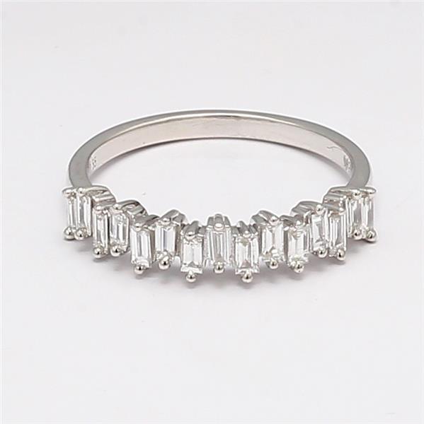 14K White Gold Baguette Diamond Half-Way Band, 0.54 ct tw
