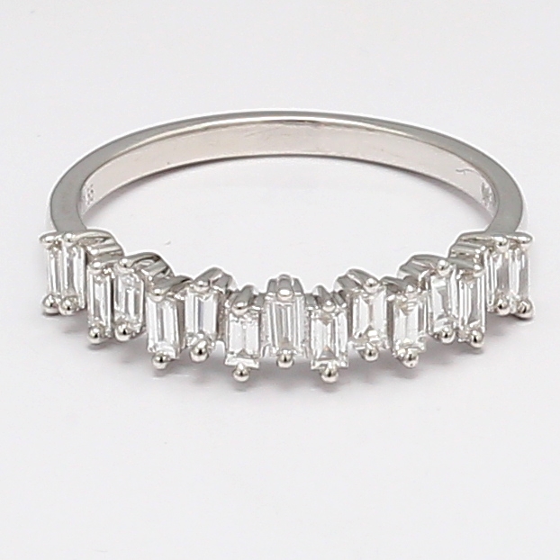 14K White Gold Baguette Diamond Half-Way Band, 0.54 ct tw