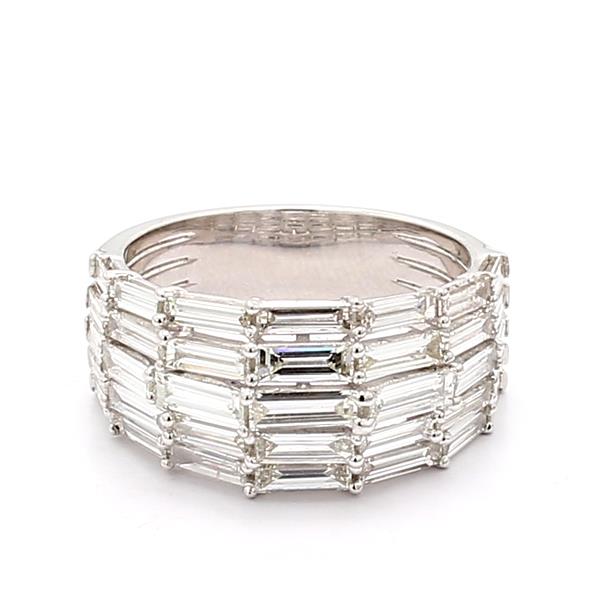 14K White Gold Baguette Diamond Half-Way Band, 2.52 ct tw