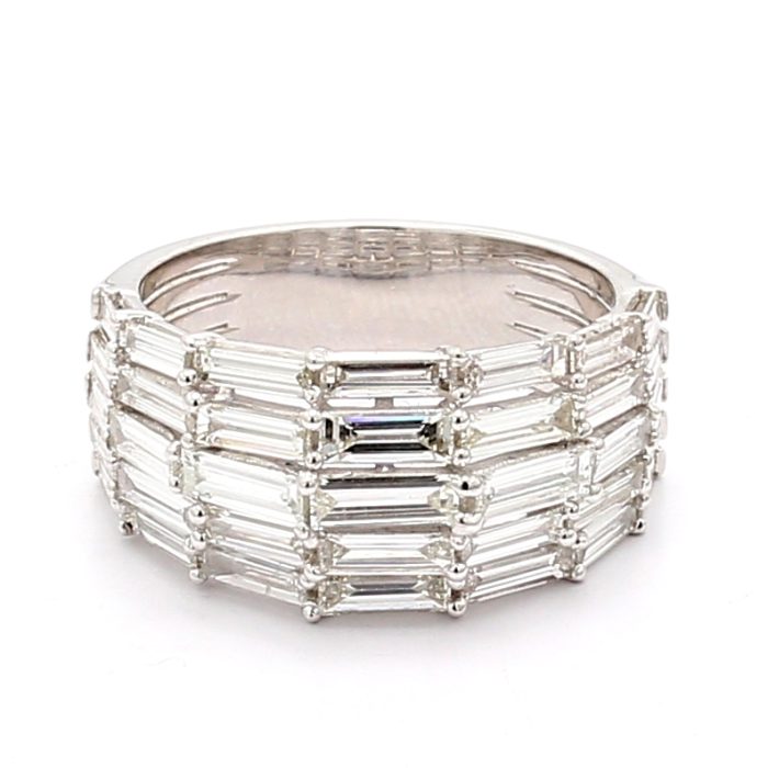 14K White Gold Baguette Diamond Half-Way Band, 2.52 ct tw