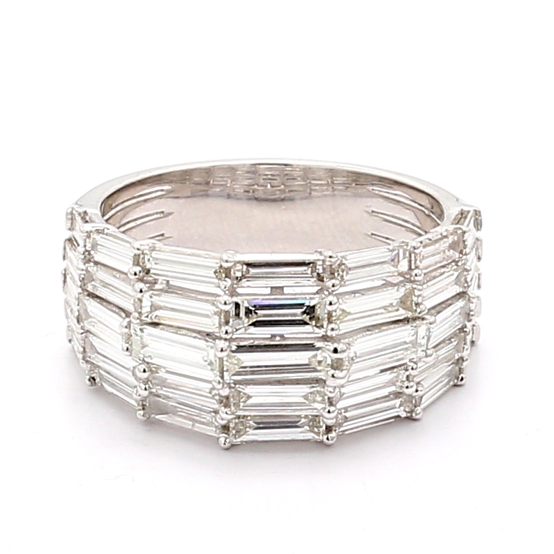 14K White Gold Baguette Diamond Half-Way Band, 2.52 ct tw