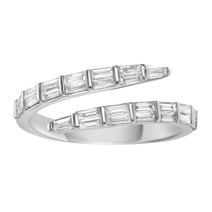 14K White Gold Baguette Diamond Ring, 0.59 ct tw