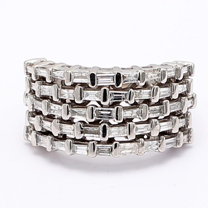 14K White Gold Baguette Diamond Ring, 1.23 ct tw