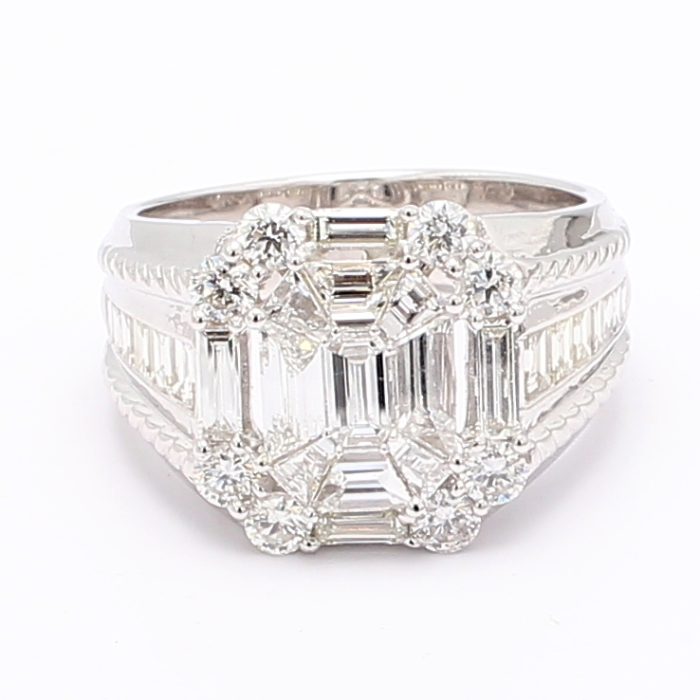 14K White Gold Baguette Diamond Ring, 1.42 ct tw