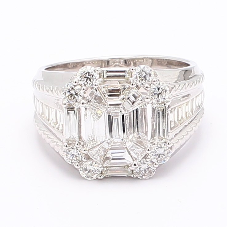 14K White Gold Baguette Diamond Ring, 1.42 ct tw