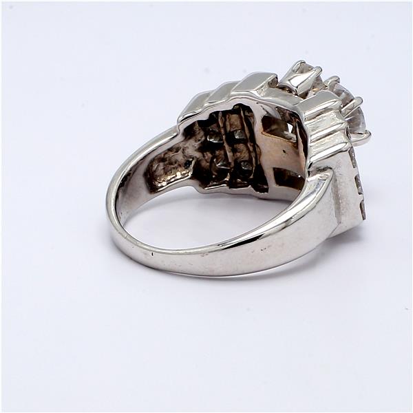 14K White Gold Bar-Set Round and Princess Diamond Semi-Mount – view 2