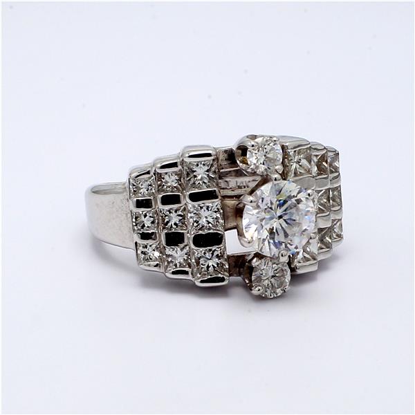 14K White Gold Bar-Set Round and Princess Diamond Semi-Mount – view 3