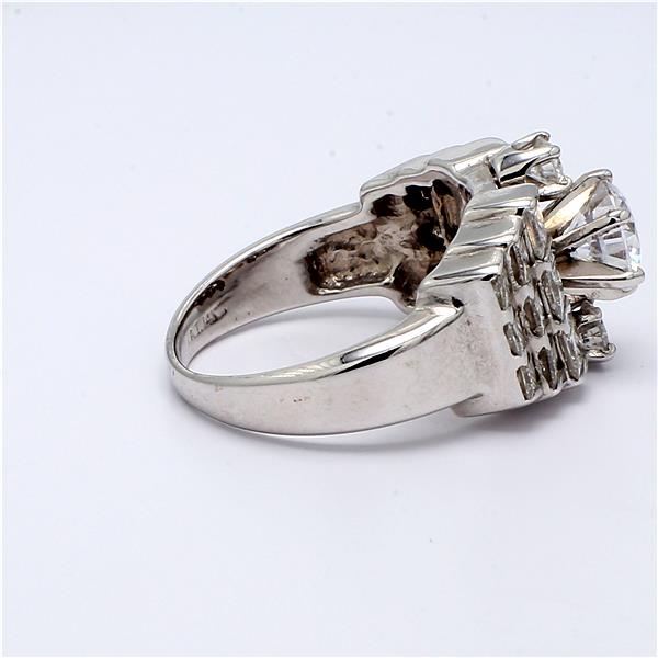 14K White Gold Bar-Set Round and Princess Diamond Semi-Mount – view 4