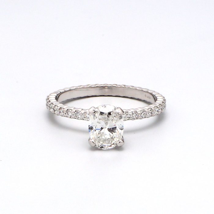14K White Gold Bead-Set Eternity Diamond Semi-Mount, 0.38 ct tw