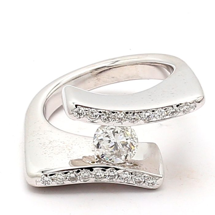 14K White Gold Bypass Diamond Semi-Mount, 0.30 ct tw