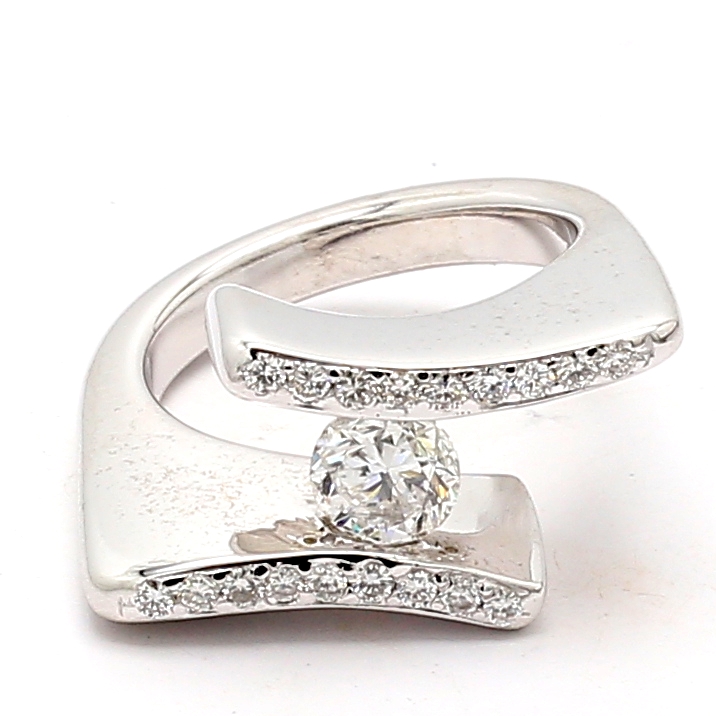 14K White Gold Bypass Diamond Semi-Mount, 0.30 ct tw