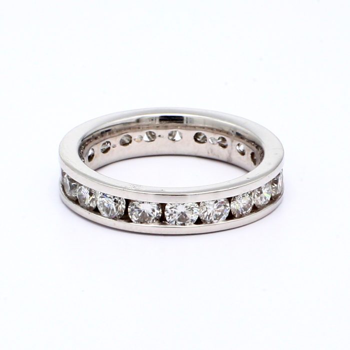 14K White Gold Channel Set Diamond Eternity Band, 2.00 ct tw