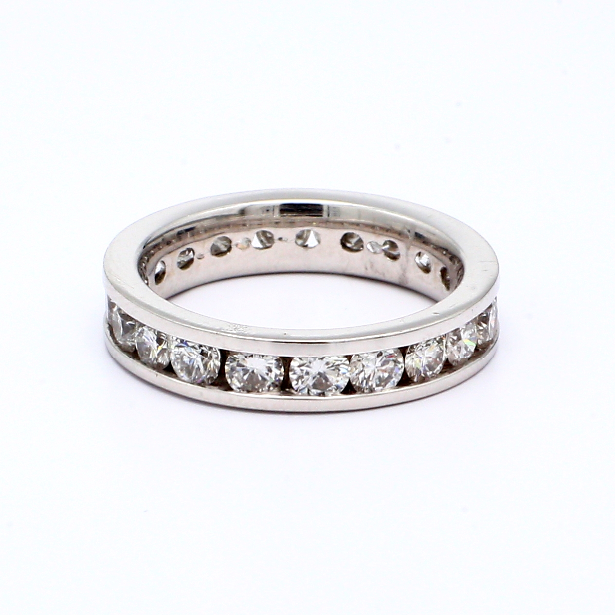 14K White Gold Channel Set Diamond Eternity Band, 2.00 ct tw