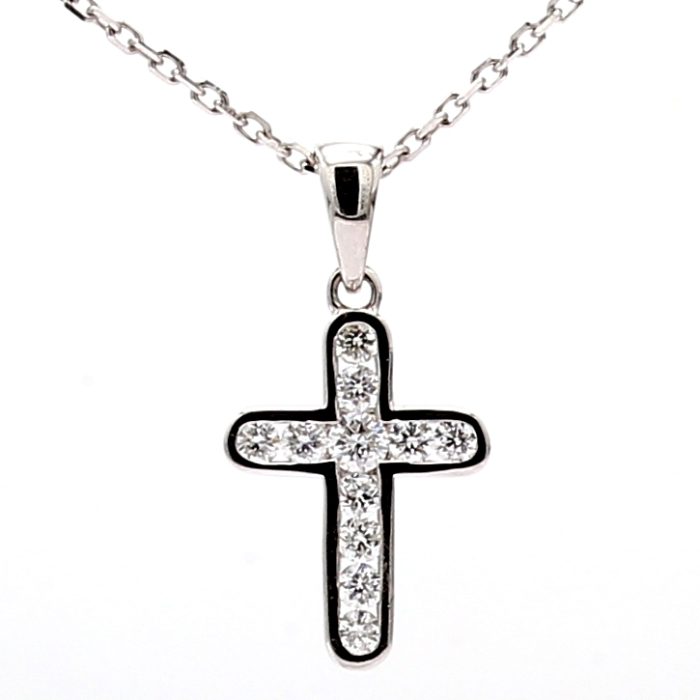 14K White Gold Channel-Set Diamond Pendant, 0.30 ct tw