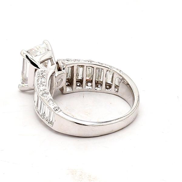 14K White Gold Channel-Set Emerald-Cut and Round Diamond Semi-Mount, 2.50 ct tw – view 2