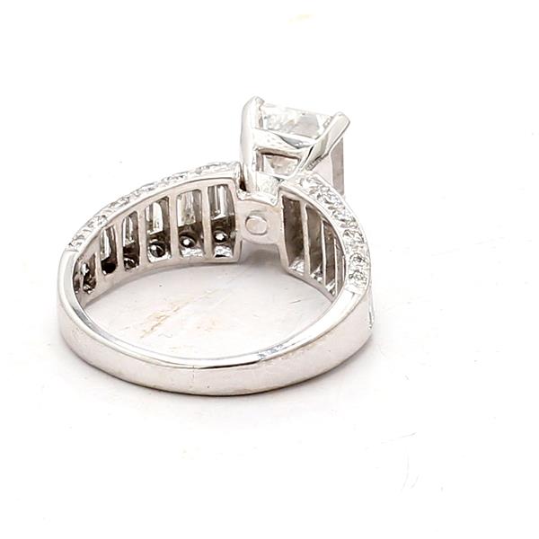 14K White Gold Channel-Set Emerald-Cut and Round Diamond Semi-Mount, 2.50 ct tw – view 3