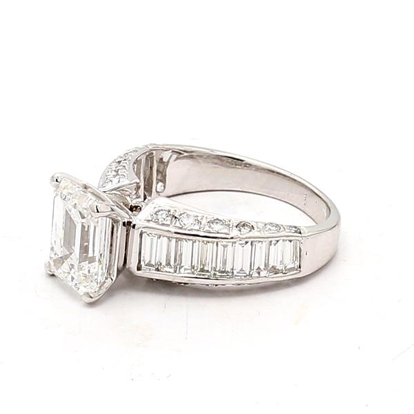 14K White Gold Channel-Set Emerald-Cut and Round Diamond Semi-Mount, 2.50 ct tw – view 4