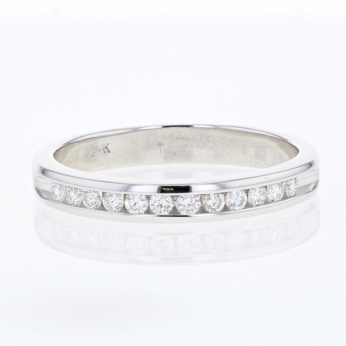 14K White Gold Channel-Set Half Diamond Band, 0.21 ct tw