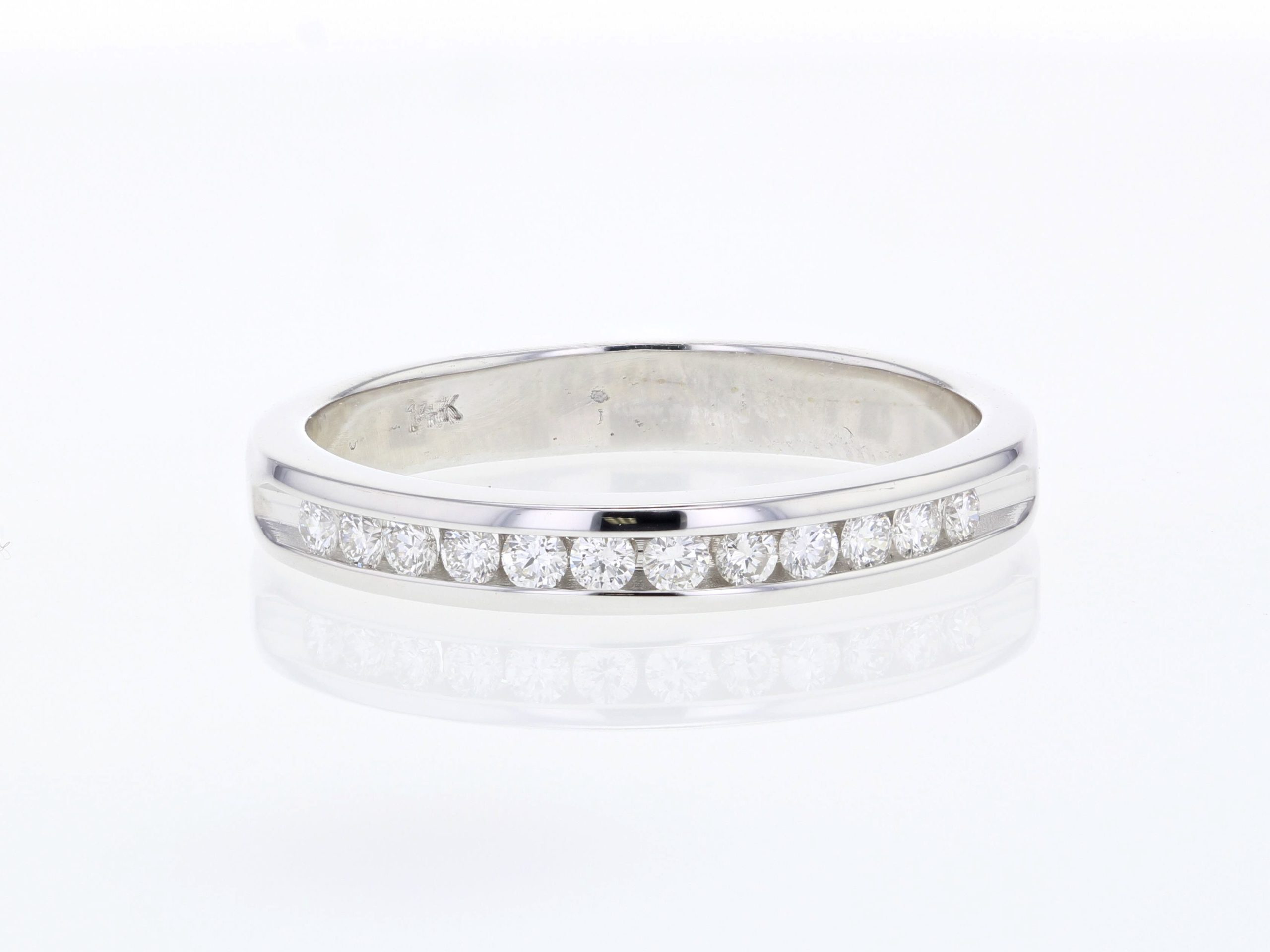 14K White Gold Channel-Set Half Diamond Band, 0.21 ct tw