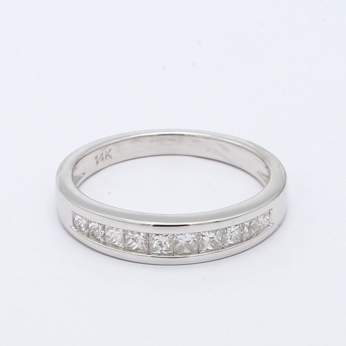 14K White Gold Channel-Set Princess-Cut Diamond Band, 0.70 ct tw