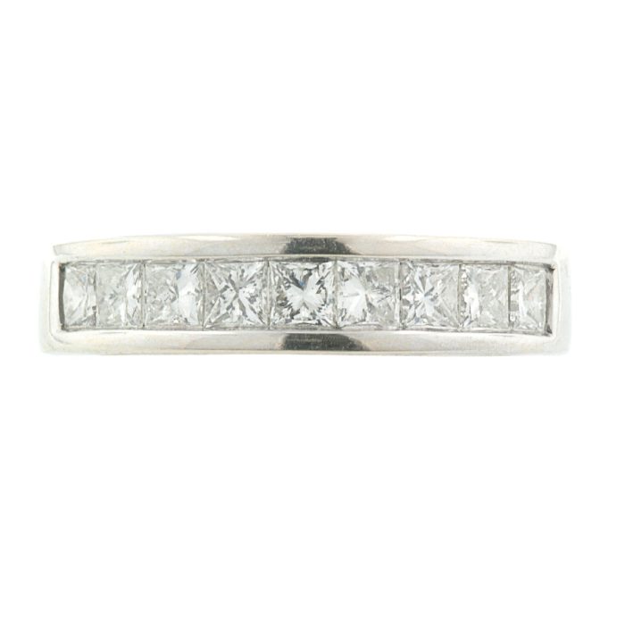 14K White Gold Channel-Set Princess-Cut Diamond Band, 1.30 ct tw