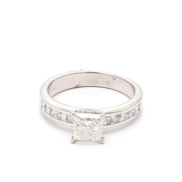 14K White Gold Channel-Set Princess Diamond Semi-Mount, 0.72 ct tw