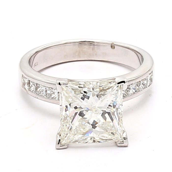 14K White Gold Channel-Set Princess Diamond Semi-Mount, 0.72 ct tw