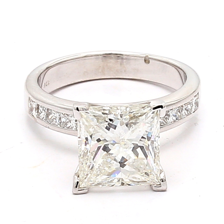 14K White Gold Channel-Set Princess Diamond Semi-Mount, 0.72 ct tw