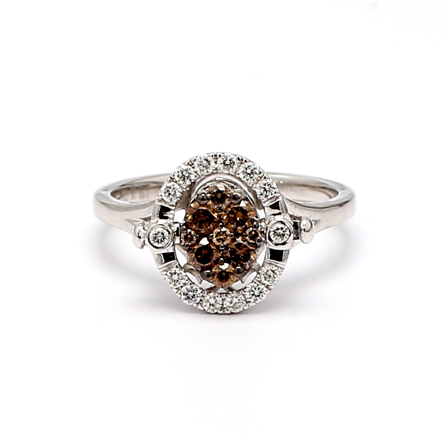 14K White Gold Convertible Brown and White Diamond Flip Ring, 0.86 ct tw