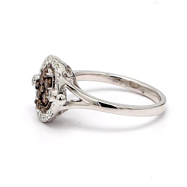 14K White Gold Convertible Brown and White Diamond Flip Ring, 0.86 ct tw