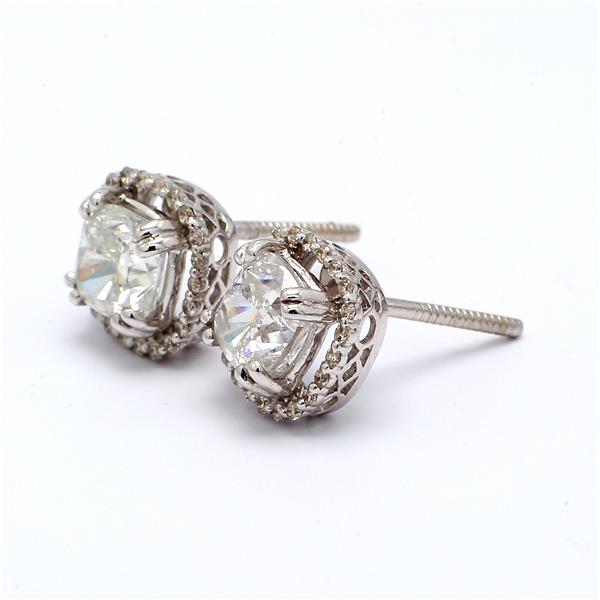 14K White Gold Cushion-Cut Diamond Halo Earrings, 2.26 ct tw – view 2