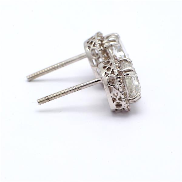14K White Gold Cushion-Cut Diamond Halo Earrings, 2.26 ct tw – view 4