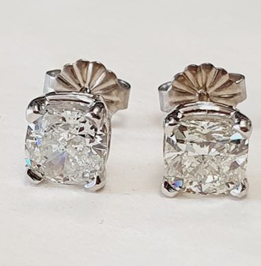 14K White Gold Cushion-Cut Diamond Stud Earrings, 2.09 ct tw
