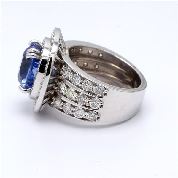 14K White Gold Cushion Sapphire and Diamond Ring, 1.93 ct tw