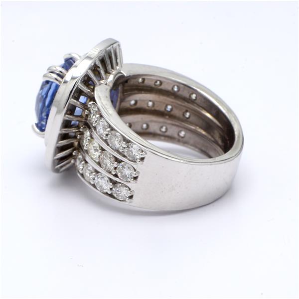 14K White Gold Cushion Sapphire and Diamond Ring, 1.93 ct tw