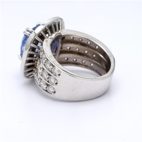 14K White Gold Cushion Sapphire and Diamond Ring, 1.93 ct tw