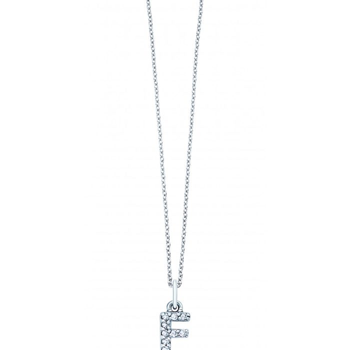 KC Designs 14k White Gold Diamond Baby Block Initial "F" Necklace