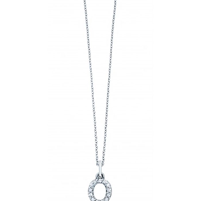 KC Designs 14k White Gold Diamond Baby Block Initial "O" Necklace