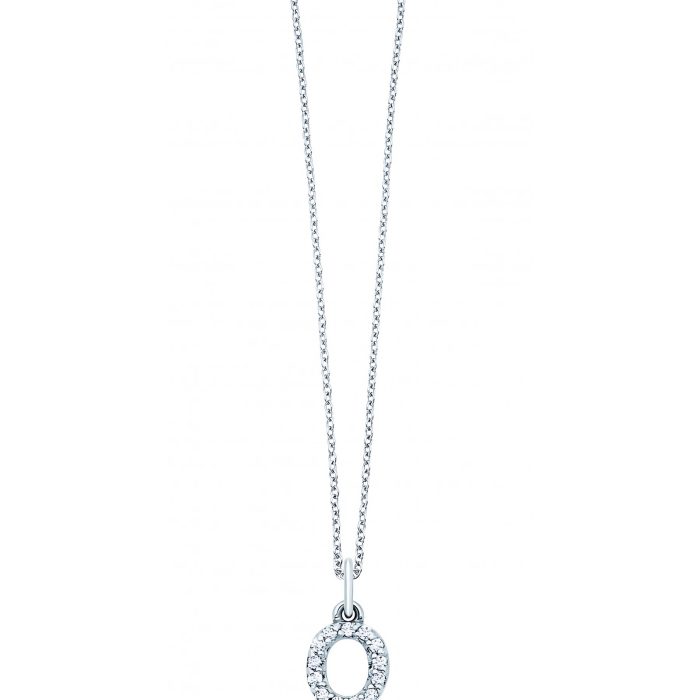 KC Designs 14k White Gold Diamond Baby Block Initial "O" Necklace